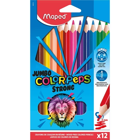 Színes ceruza készlet 12db-os MAPED Jumbo Color`Peps Strong háromszögletű test