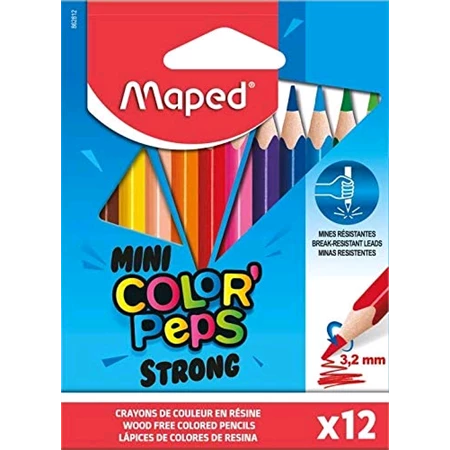 Színes ceruza készlet 12db-os MAPED Mini Color`Peps Strong háromszögletű test