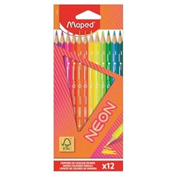 Színes ceruza készlet  12db-os MAPED Neon színek ergonomikus, háromszög alakú ceruzatest