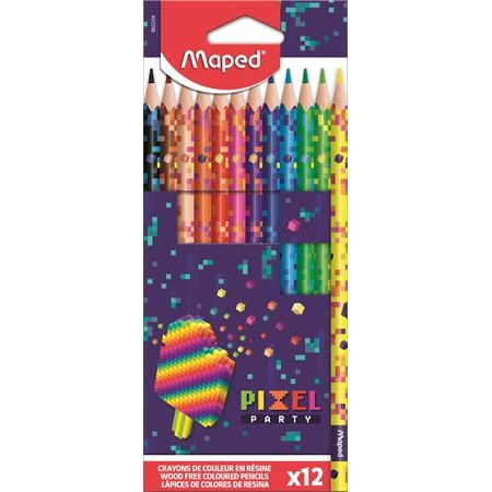 Színes ceruza készlet 12db-os MAPED Pixel Party háromszögletű