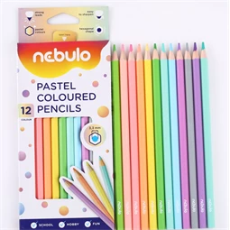 Színes ceruza készlet 12db-os NEBULÓ hatszögletű pasztel színek