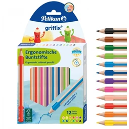 Színes ceruza készlet 12db-os PELIKÁN Griffix vastag háromszögletű színes