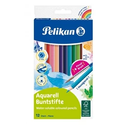 Színes ceruza készlet 12db-os PELIKAN akvarell, hatszögű, lakkozott test