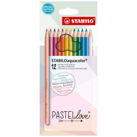 Színes ceruza készlet 12db-os STABILO akvarell pastel színek