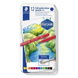 Színes ceruza készlet 12db-os STAEDTLER akvarell Design Journey fém doboz, hatszögletű