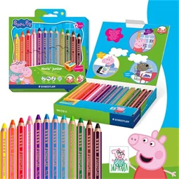 Színes ceruza készlet 12db-os STAEDTLER „Noris® junior 140" hatszögletű, jumbo, Peppa malac, 12 szín