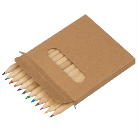 Színes ceruza készlet 12db-os karton csomagolásban, környezetbarát termék, 8,7 x 9 x 0,9 cm
