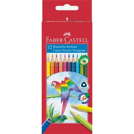 Színes ceruza készlet 12db-os Faber-Castell  háromszögű, papagáj 116512
