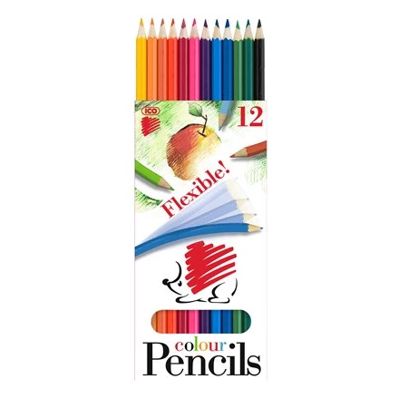 Színes ceruza készlet 12db-os ICO SÜNI hajlékony hatszögletű ceruzatest