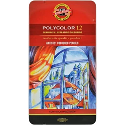 Színes ceruza készlet 12db-os KOH 3822/12 Polycolor, hatszögű, fémdobozos
