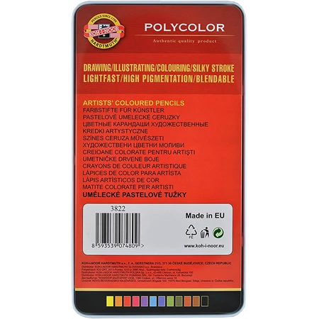 Színes ceruza készlet 12db-os KOH 3822/12 Polycolor, hatszögű, fémdobozos