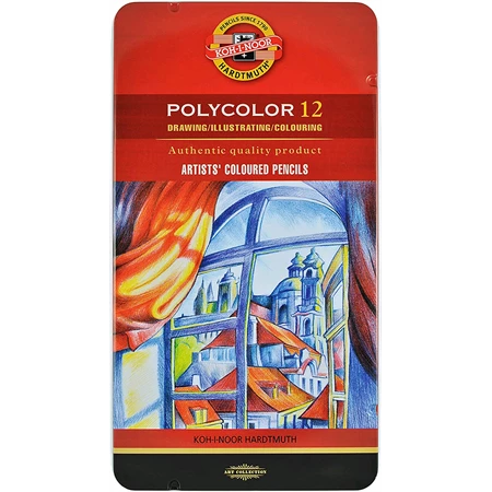 Színes ceruza készlet 12db-os KOH 3822/12 Polycolor, hatszögű, fémdobozos