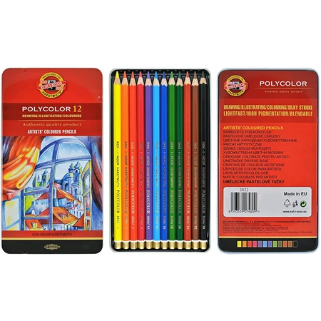 Színes ceruza készlet 12db-os KOH 3822/12 Polycolor, hatszögű, fémdobozos