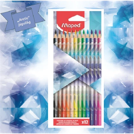Színes ceruza készlet 12db-os MAPED Arctic jégvilág háromszögletű test, törésbiztos hegy