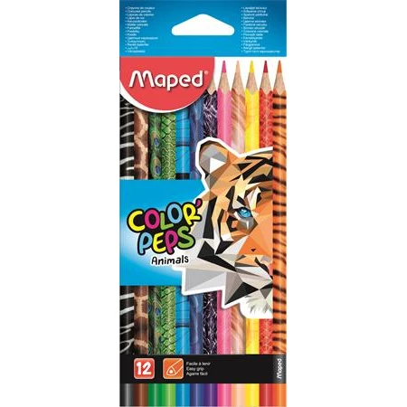 Színes ceruza készlet 12db-os MAPED Color Peps Animal háromszögletű test, törésbiztos hegy