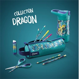 Színes ceruza készlet 12db-os MAPED Dragon sárkány, háromszögletű test, törésbiztos hegy