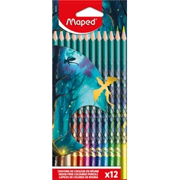 Színes ceruza készlet 12db-os MAPED Dragon sárkány, háromszögletű test, törésbiztos hegy