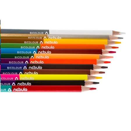 Színes ceruza készlet 12db-os NEBULÓ háromszögletű kétvégű 24 szín