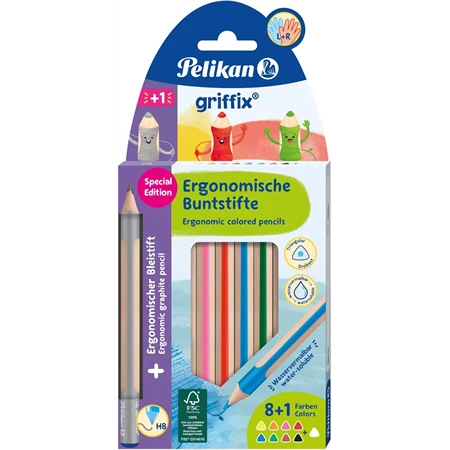 Színes ceruza készlet 12db-os PELIKÁN Griffix vastag háromszögletű színes