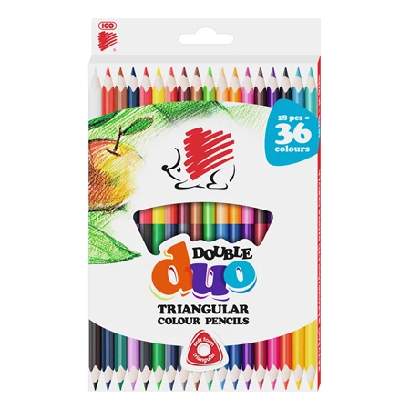 Színes ceruza készlet 18db-os ICO SÜNI kétvégű  36 színű háromszögű ceruzatest