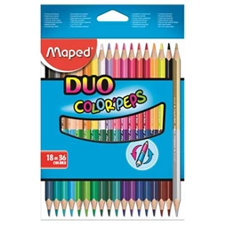 Színes ceruza készlet 18db-os MAPED Color`Peps Duo háromszögletű, kétvégű, 36 különböző szín