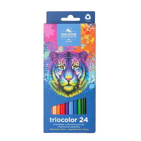 Színes ceruza készlet 24db-os KOH 3134 Triocolor 7mm háromszögletű tigris