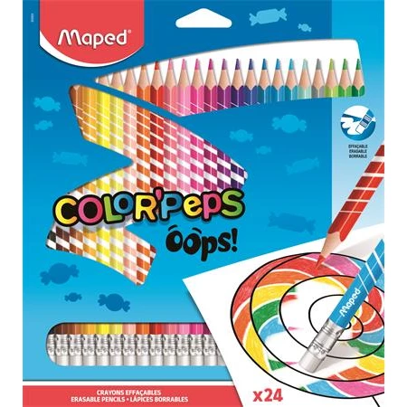 Színes ceruza készlet 24db-os MAPED Color`Peps Oops háromszögletű test, radírozható