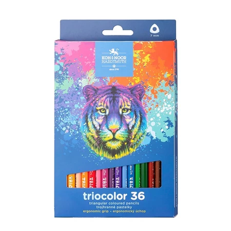 Színes ceruza készlet 36db-os KOH-I-NOOR 3135 tigris háromszögletű, 7mm-es ceruza vastagság