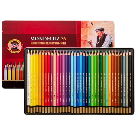 Színes ceruza készlet 36db-os KOH-I NOOR akvarell 3725 fém dobozban Mondeluz
