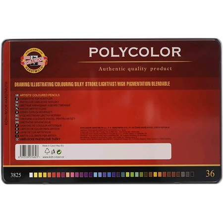 Színes ceruza készlet 36db-os KOH-I-NOOR 3825 Polycolor, hatszögű, fémdobozos