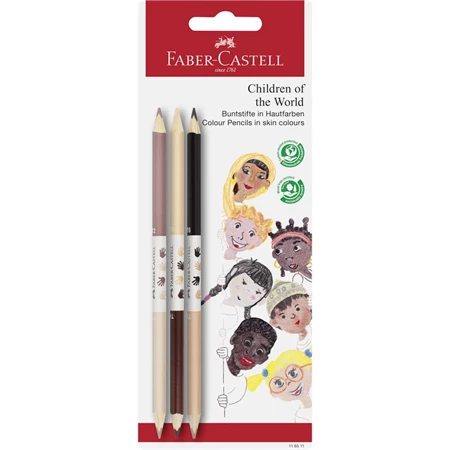 Színes ceruza készlet 3db-os Faber-Castell  3 ceruza - 6 bőrszín, ergonómikus háromszög alakú test, törésálló hegy