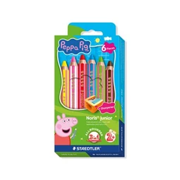 Színes ceruza készlet 6db-os STAEDTLER „Noris® junior 140" hatszögletű, jumbo,  Peppa malac, 6 szín