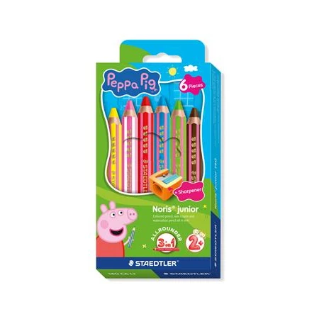 Színes ceruza készlet 6db-os STAEDTLER „Noris® junior 140" hatszögletű, jumbo,  Peppa malac, 6 szín