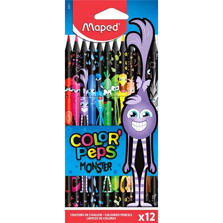 Színes ceruza készlet 12db-os MAPED Color`Peps Monster háromszögletű