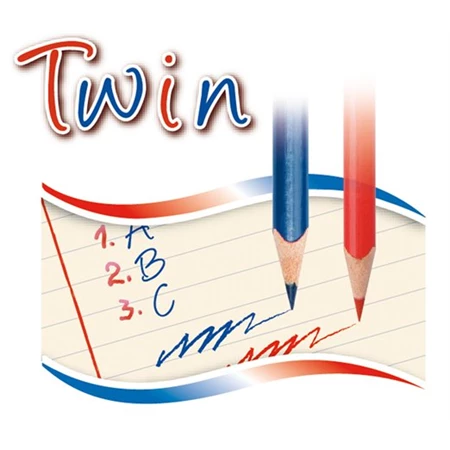 Színes ceruza postairón KORES háromszögletű Twin piros-kék vékony