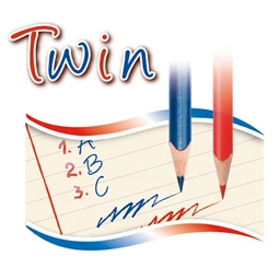 Színes ceruza postairón KORES háromszögletű Twin piros-kék vékony