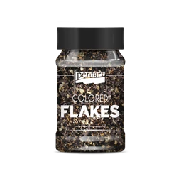 Színes fólia pehely 1g, fekete-arany flakes PENTART