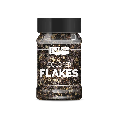 Színes fólia pehely 1g, fekete-arany flakes PENTART