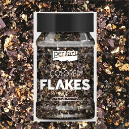 Színes fólia pehely 1g, fekete-arany flakes PENTART