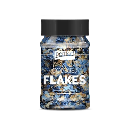 Színes fólia pehely 1g, kék-arany flakes PENTART