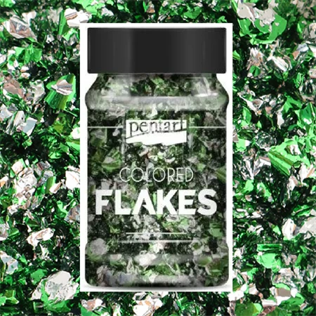 Színes fólia pehely 1g, zöld-ezüst flakes PENTART