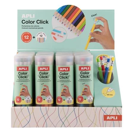 Színes töltőceruza készlet APLI Color Click 12 különböző szín, műanyag dobozban