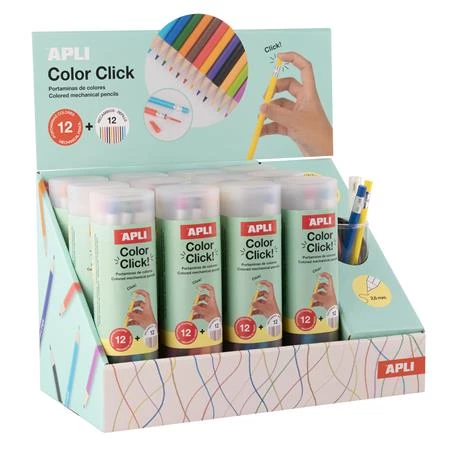 Színes töltőceruza készlet APLI Color Click 12 különböző szín, műanyag dobozban