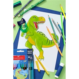 Színesceruza készlet 10+3db-os hatszögletű DINOSZAURUSZ + matrica