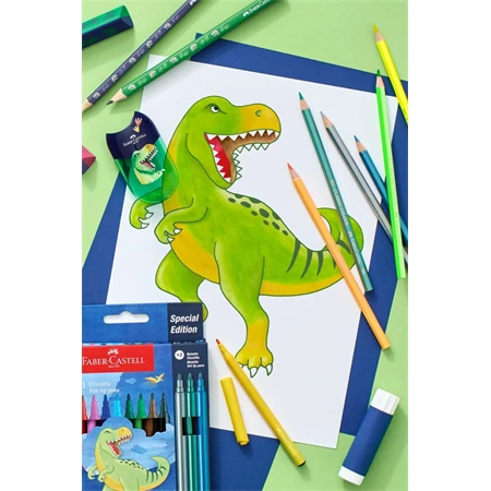 Színesceruza készlet 10+3db-os hatszögletű DINOSZAURUSZ + matrica