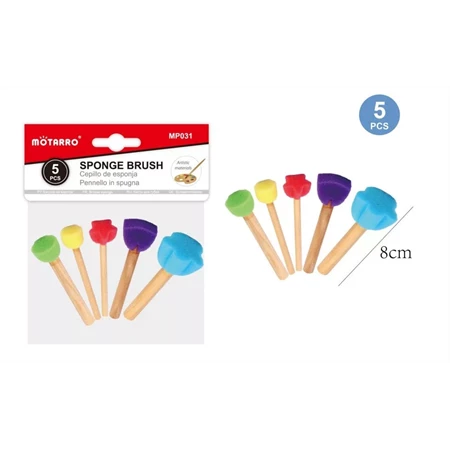 Szivacsecset szett pontozó 5 részes, 8cm, mintás