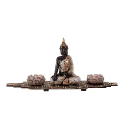 Szobor Buddha ülő mécsestartóval 17 x 37cm