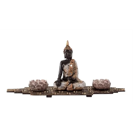 Szobor Buddha ülő mécsestartóval 17 x 37cm