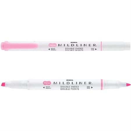 Szövegkiemelő ZEBRA kétvégű MILDLINER vágotthegy 4mm - filchegy 1,4mm Gentle baby pink szinű