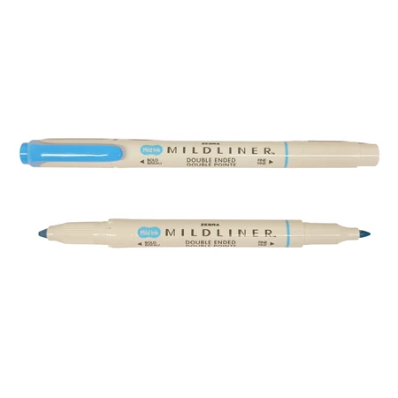 Szövegkiemelő ZEBRA kétvégű MILDLINER vágotthegy 4mm - filchegy 1,4mm Warm Cyan kék